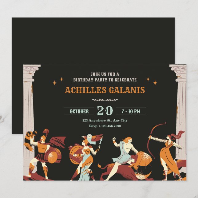 Convite Heróis da mitologia (Frente/Verso)