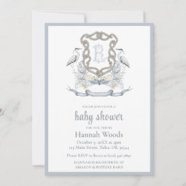 Convite Heron Rope Monogram Baby Shower