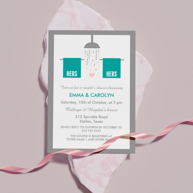 Convite Hers e Hers | Chá Lésbica Casal (Criador carregado)