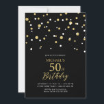 Convite Hexágono Preto e Dourado Confetti 50ª Festa de ani<br><div class="desc">Celebre seu dia especial com este moderno convite de aniversário 50º. Este design apresenta um script de na moda com letra "50º Aniversário" com o hexágono confetti com um tema de cor preto e dourado. Você pode solicitar convite impresso ou baixar o convite digital para envio instantâneo. Mais convites e...</div>