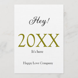 Convite Hey it's new year add year gold black simple. Mini