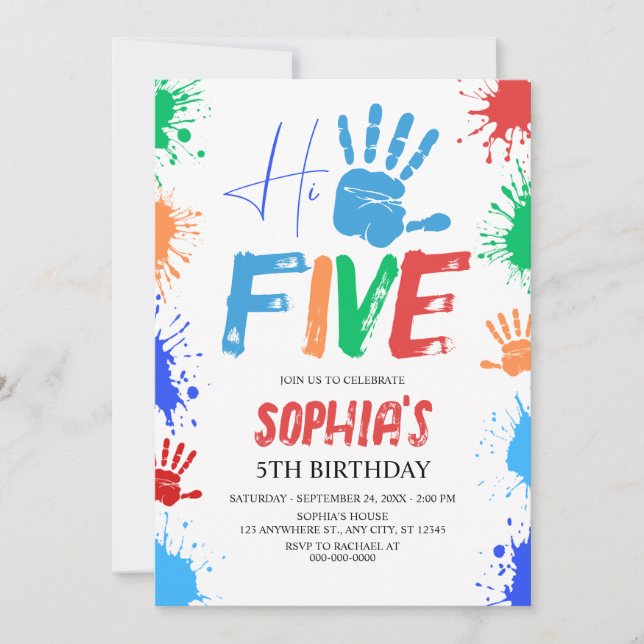 Convite Hi-five High Five 5th Birthday Invitation (Frente)