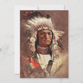 Convite Hiawatha - Retrato Chefe Indiano Nativo Americano