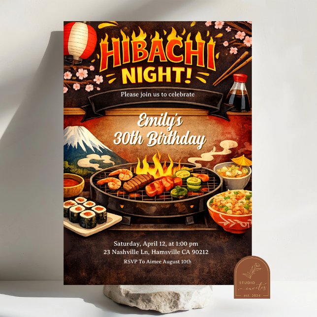 Convite Hibachi Night Birthday Invitation (Criador carregado)