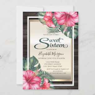Convite Hibisco Tropical Madeira Sweet 16