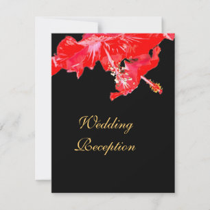 Convite Hibisco vermelho em Recepção de Casamento preta
