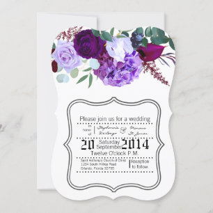 Convite Hibiscus de Lavanda 5x7 em Branco