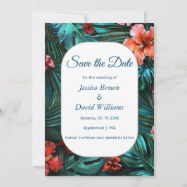 Convite Hibiscus Dream Tropical Weding The Date Card
