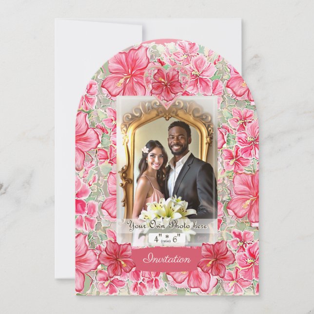 Convite Hibiscus e rendas RED (Frente)