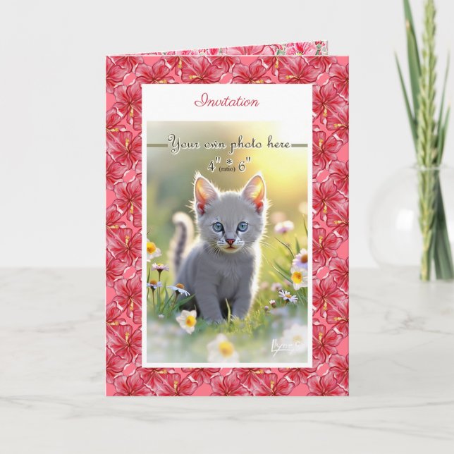 Convite Hibiscus e rendas RED (Frente)