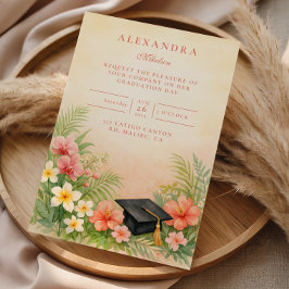 Convite Hibiscus Floral Graduation Party