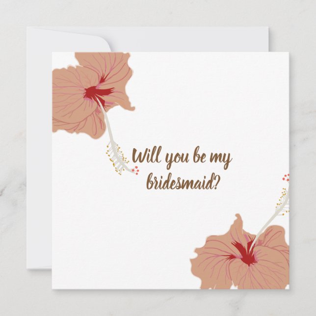 Convite Hibiscus Flowers Bridesmaid Wedding Card (Frente)