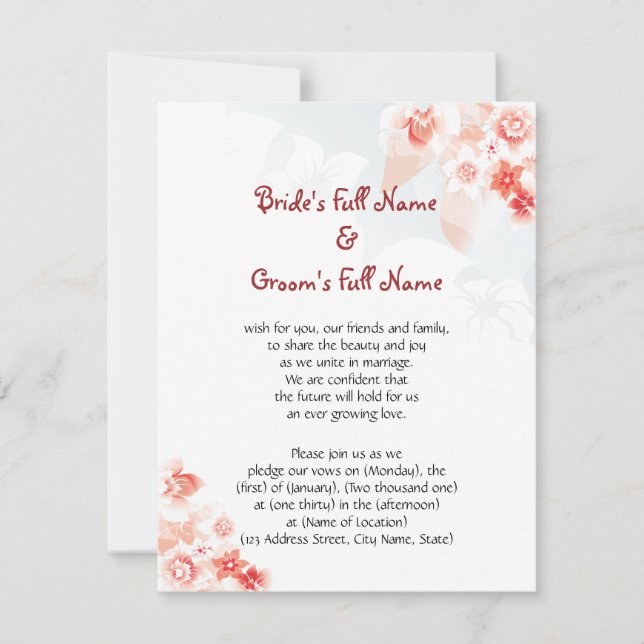 Convite Hibiscus havaiano na laranja vermelha (Frente)