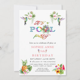 Convite Hibiscus Hummingbird, cor-de-rosa, 5, Aniversário