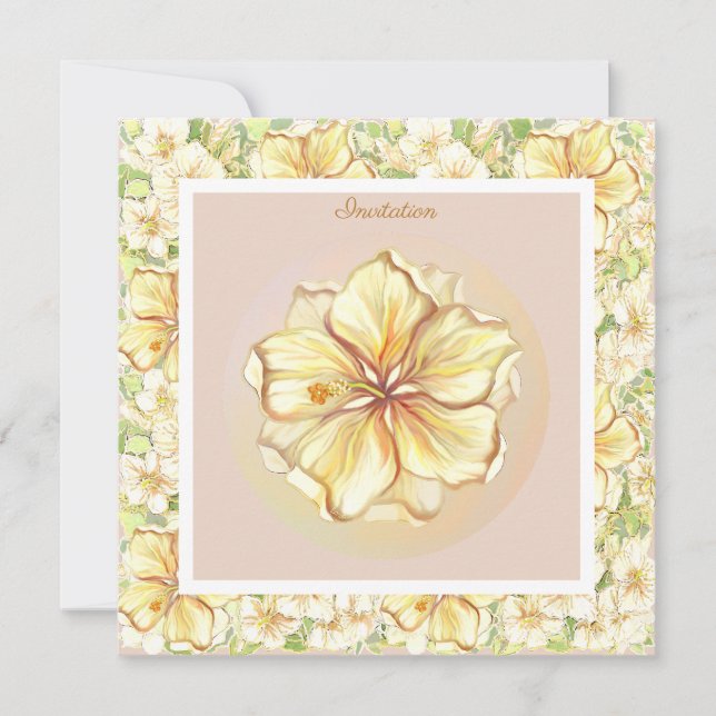 Convite Hibiscus & lace AMARELO (Frente)