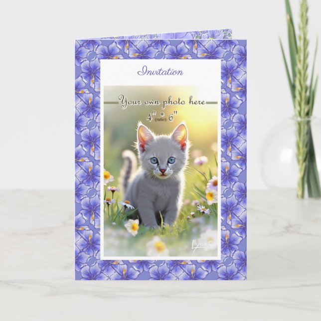 Convite Hibiscus & lace BLUE (Frente)