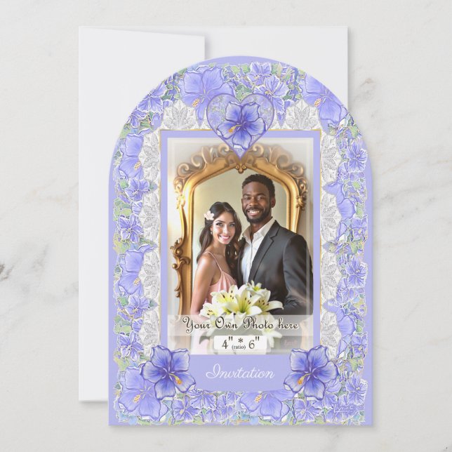 Convite Hibiscus & lace BLUE (Frente)