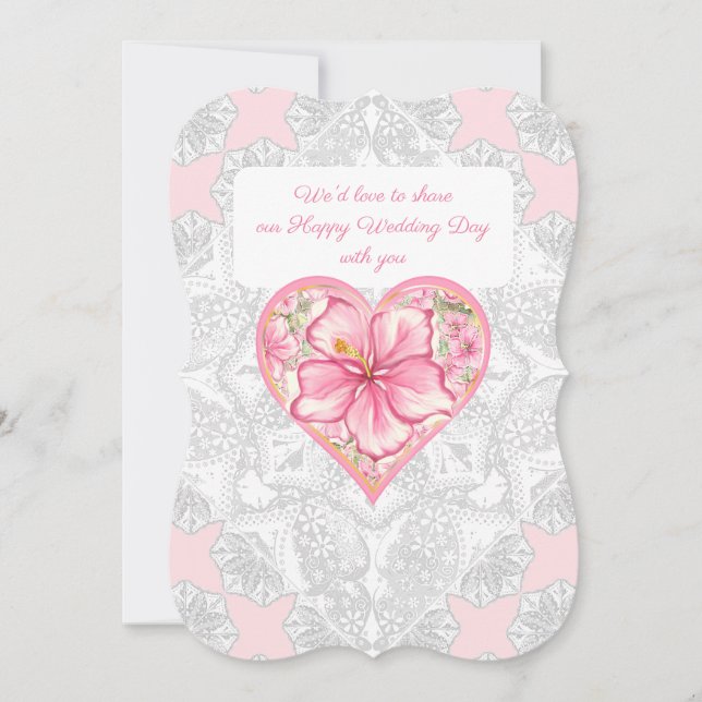 Convite Hibiscus & Lace PINK (Frente)