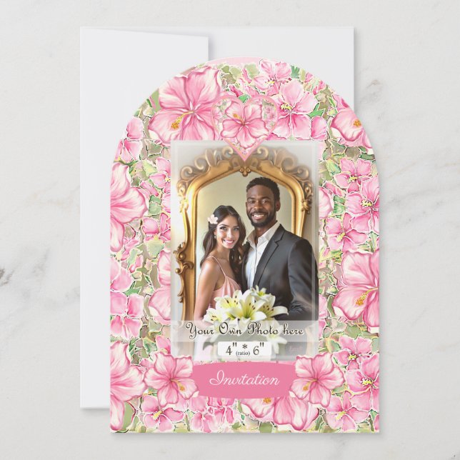 Convite Hibiscus & Lace PINK (Frente)