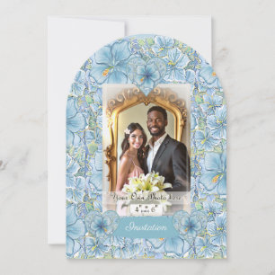 Convite Hibiscus & lace TURQUOISE