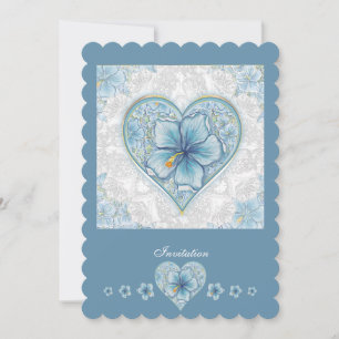 Convite Hibiscus & lace TURQUOISE