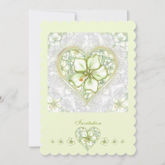 Convite Hibiscus & lace WHITE (Frente)