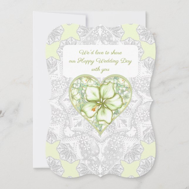 Convite Hibiscus & lace WHITE (Frente)