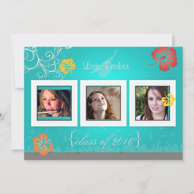 Convite Hibiscus/Swirls/Fotos de flores tropicais (Frente)