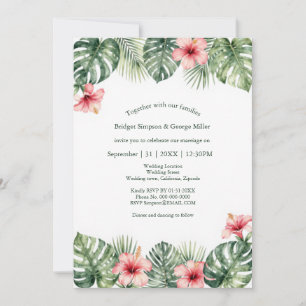 Convite Hibiscus Vintage Havaí Floral Tropical Casamento