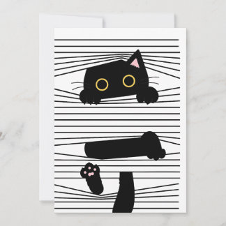 Convite Hidden Black Cat Cute Funny Minimalist Animal Love