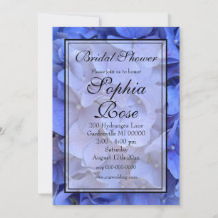 Convite Hídrangas florais do periwinkle azul Elegante