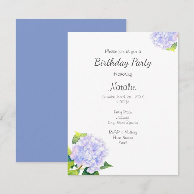 Convite Hidrangea (Frente/Verso)