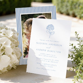 Convite Hidrangea Azul Clássica Foto Casamento