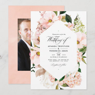 Convite Hidrangeâs Florais Rosa Choque Casamento Foto
