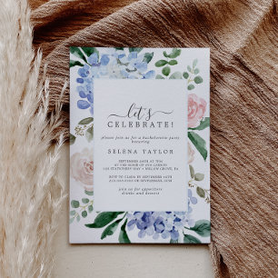 Convite Hídria Azul Elegante Celebração de Vamos branc