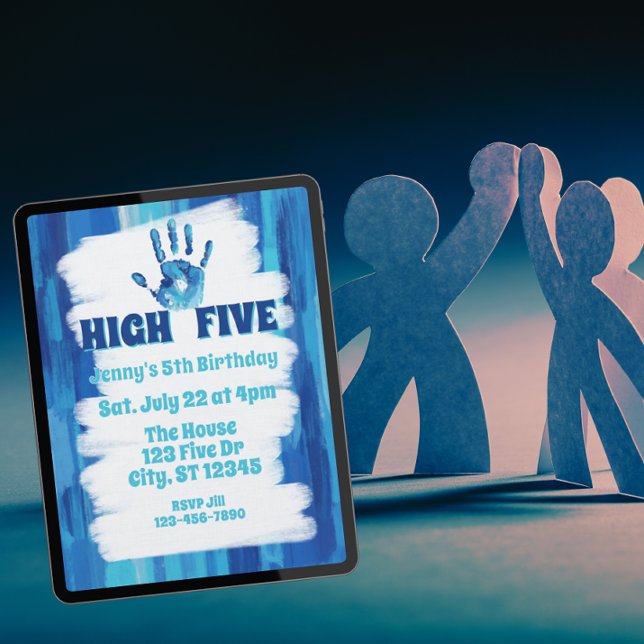 Convite High Five, Blue Painted 5th Birthday (Criador carregado)