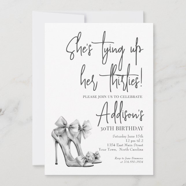 Convite High Heel black bow 30th Birthday Party Invitation (Frente)
