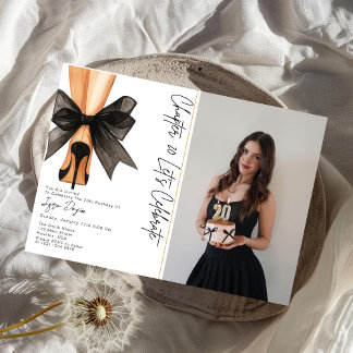 Convite High Heels Black Bow 20th Birthday Party Photo
