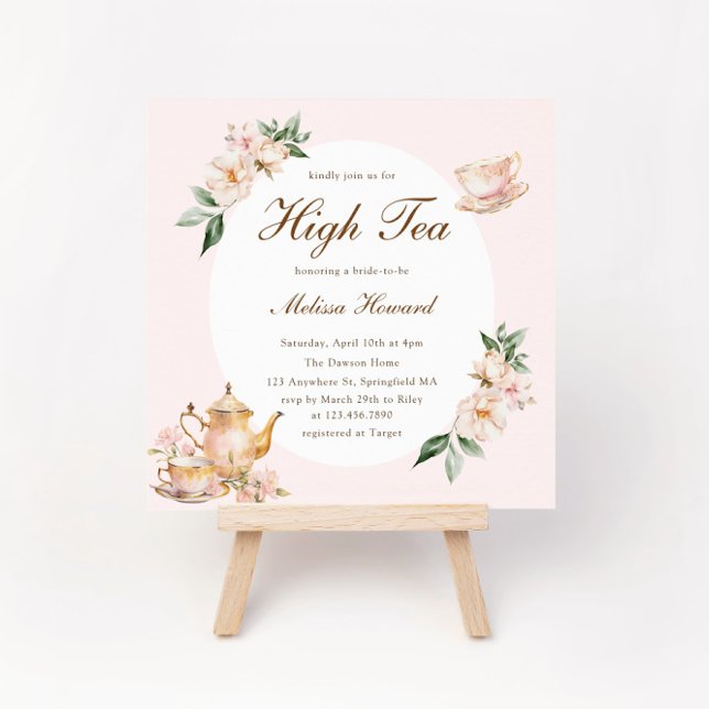 Convite High Tea Pastel Pink Gold Bridal Shower (Criador carregado)