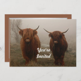 Convite Highland Cattle Fog Photo Birthday