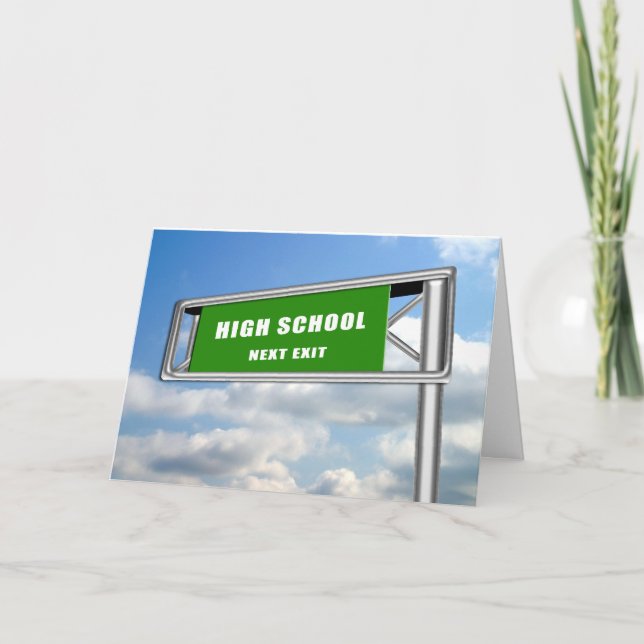 Convite Highway Exit Sign Graduation High School Next (Frente)