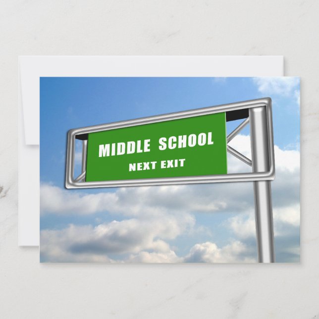 Convite Highway Sign Graduation Middle School Seguinte (Frente)