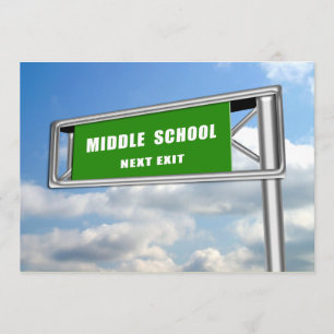 Convite Highway Sign Graduation Middle School Seguinte