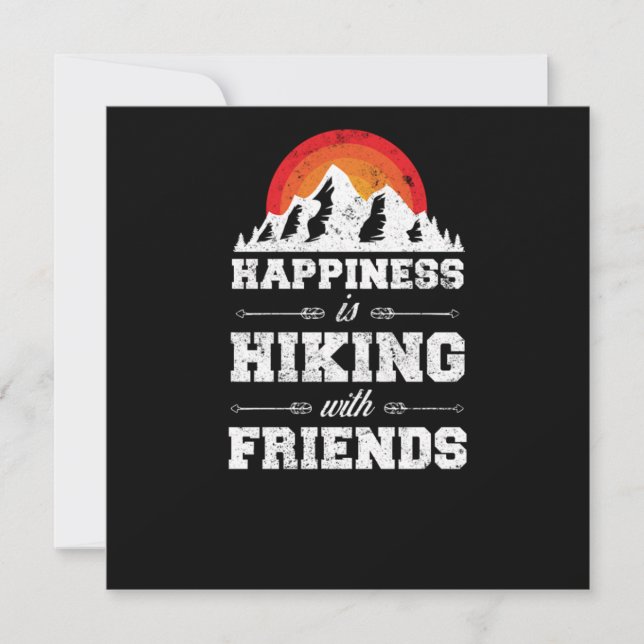 Convite Hiking Happiness Is Hiking With Friends Retro Vint (Frente)