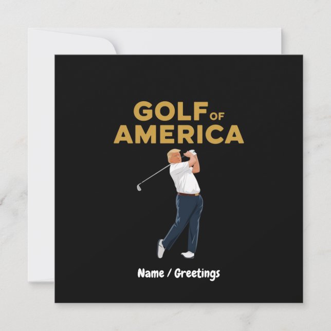 Convite Hilarie Funny Golf da América Memória Trump Pun (Frente)