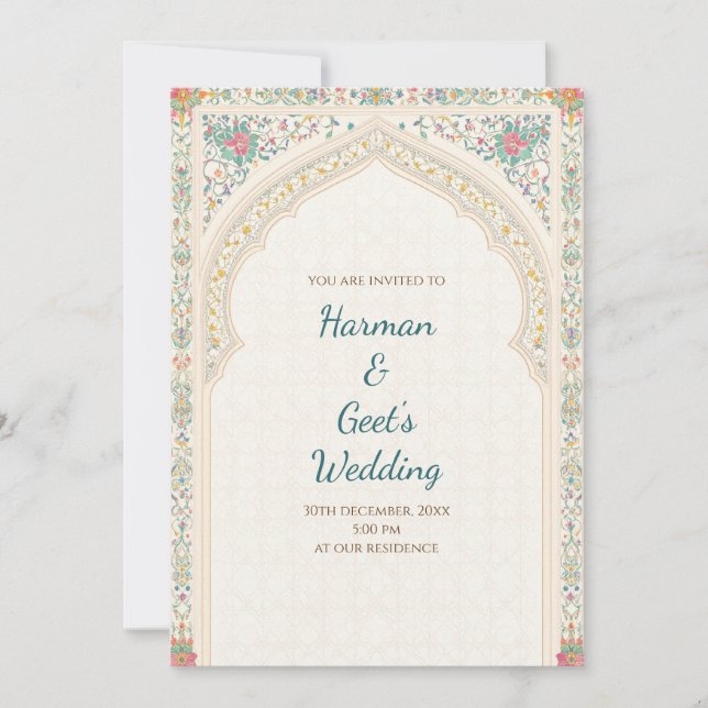 Convite Hindu digital cartões de casamento indiano (Frente)