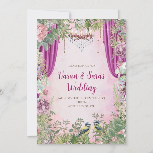 Convite hindu digital do convite de casamento indi (Frente)