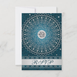 Convite Hindu Ganesh Teal, Rolos de Prata Responder Casame