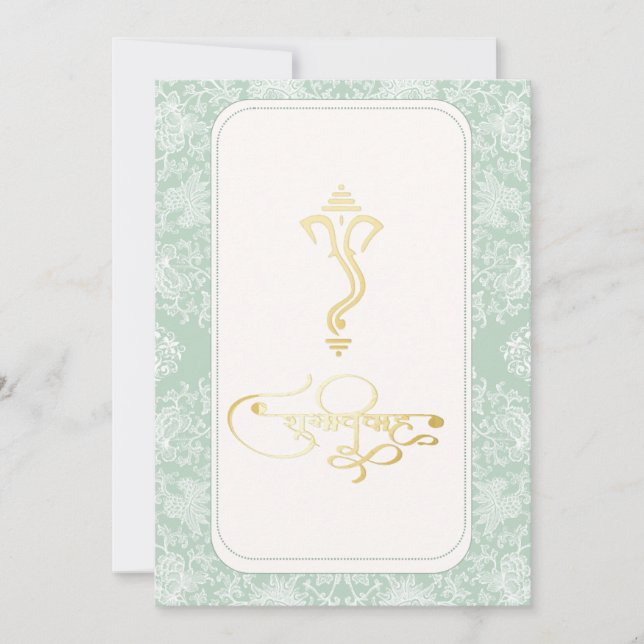 Convite hindu Ganesha para casamento indiano (Frente)
