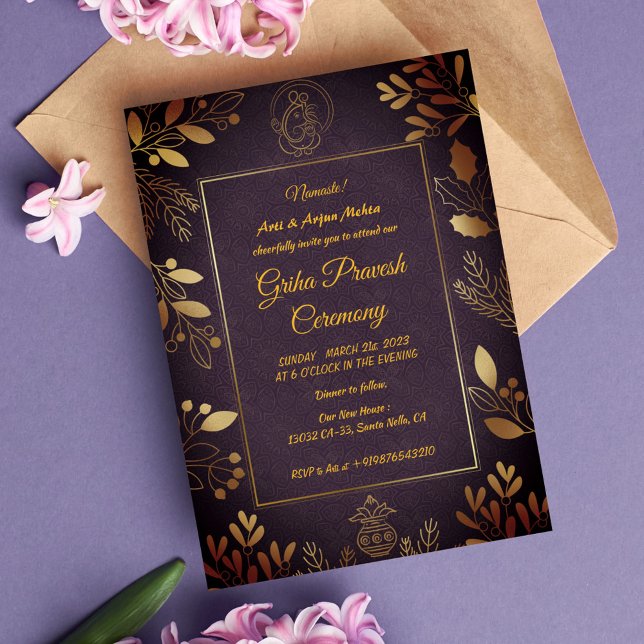 Convite Hindu House Warming Griha Pravesh (Criador carregado)